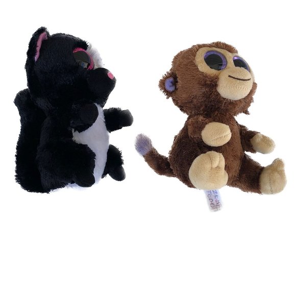 Ty Beanie Boos "Flora" Skunk & "Coconut" Monkey, Big Sparkly Eyes, Both RETIRED - Picture 3 of 13